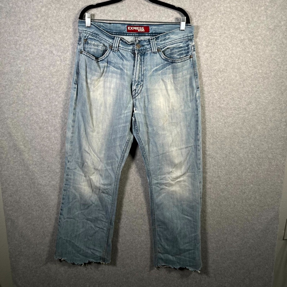 Express Blake Bootcut Jeans Womens 34 Blue Denim‎ Cotton Loose Fit Regular Rise